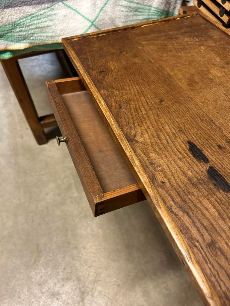 Klein eiken kassa tafeltje/bureau - Jaren '20, Ophalen of Verzenden