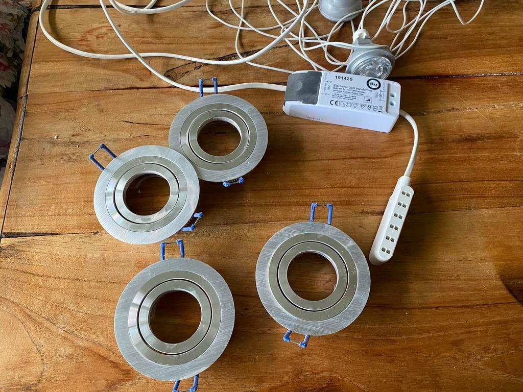 4 inbouw spotjes  Dimbaar Transformator Set, Huis en Inrichting, Lampen | Overige, Gebruikt, Ophalen of Verzenden