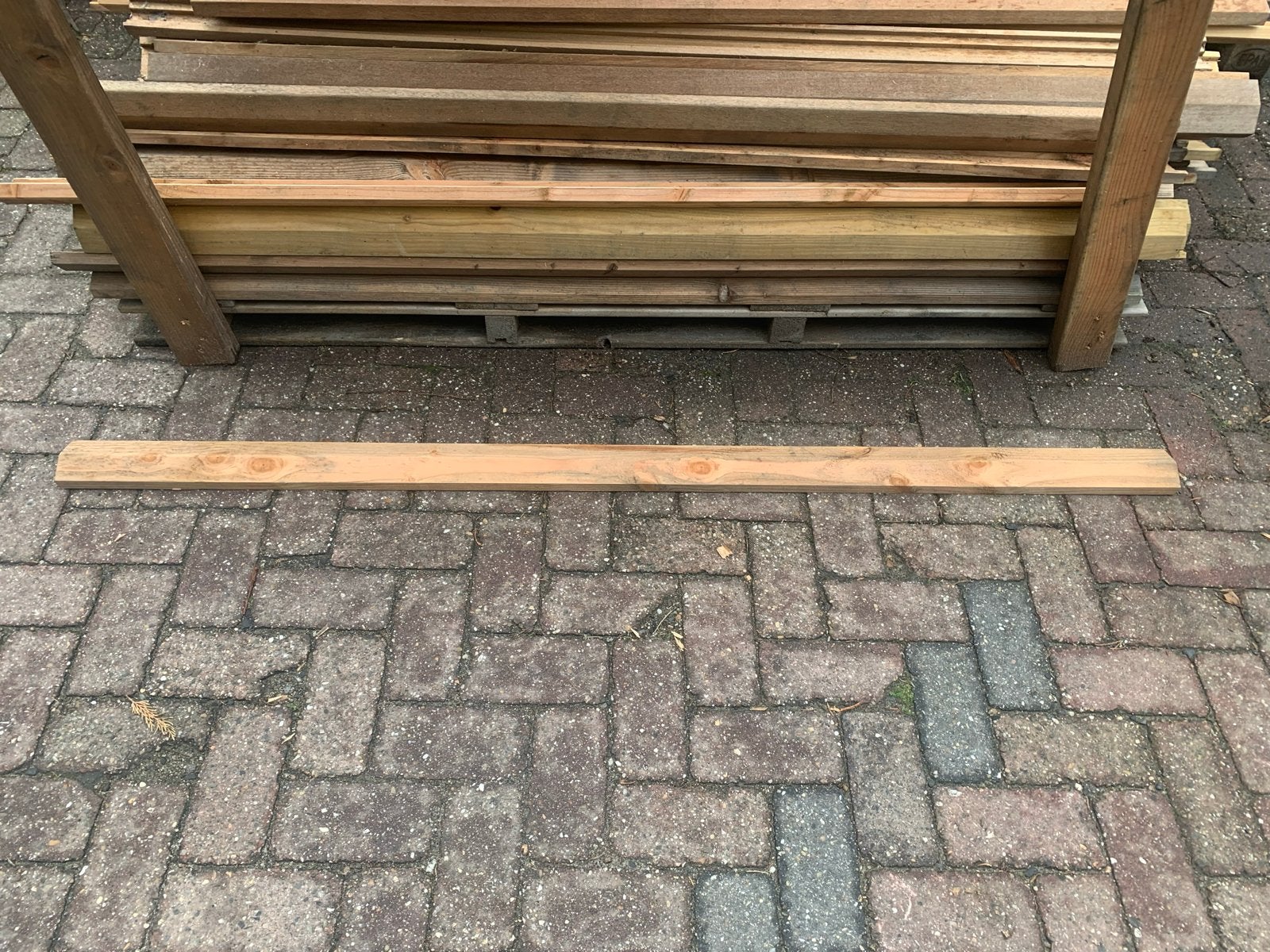 Houten afdekkap schutting 180 cm licht vergrijsd, Ophalen, Nieuw, Hout, Minder dan 3 meter