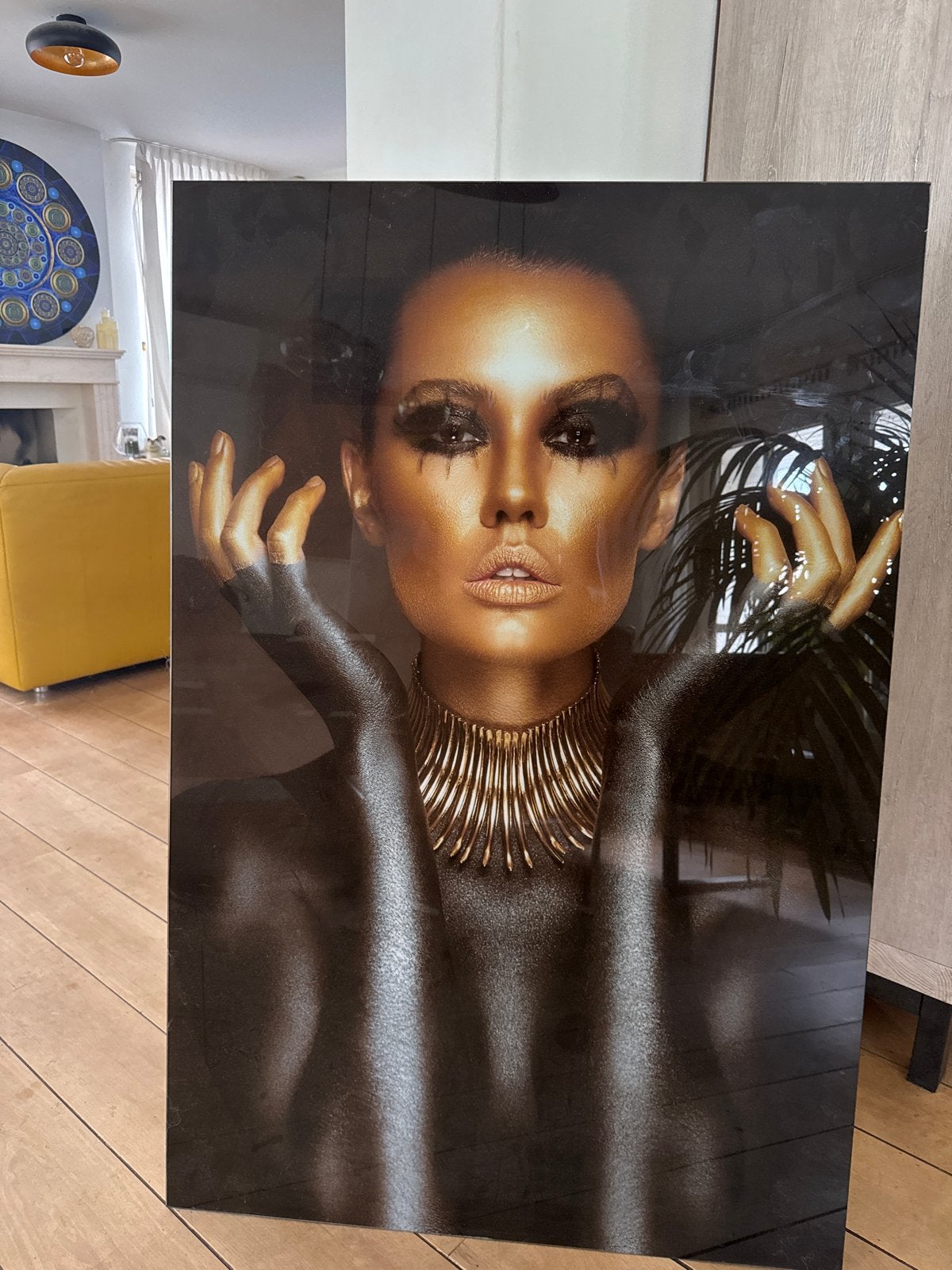 Glazen schilderij, Gebruikt, Overige typen, Ophalen of Verzenden, 75 tot 100 cm