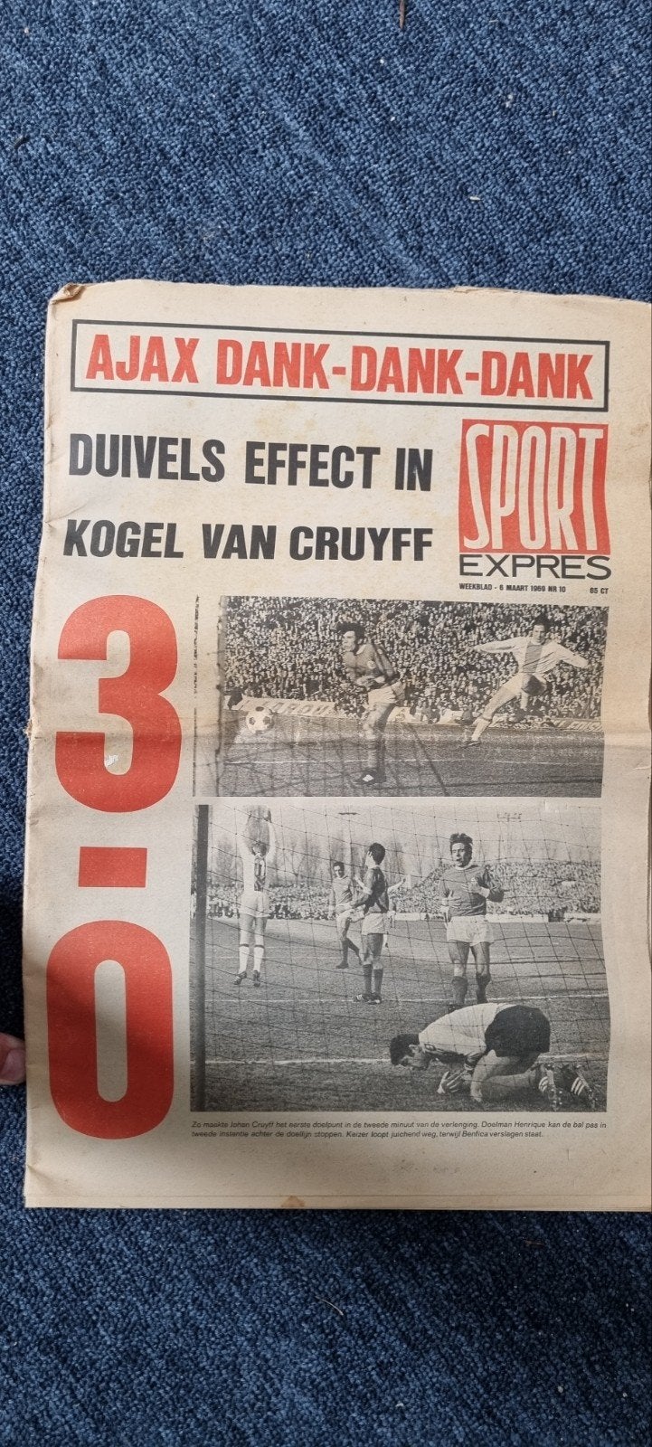 Sportkrant 6 maart 1969: Ajax - Benfica (3-1) -, Ophalen of Verzenden