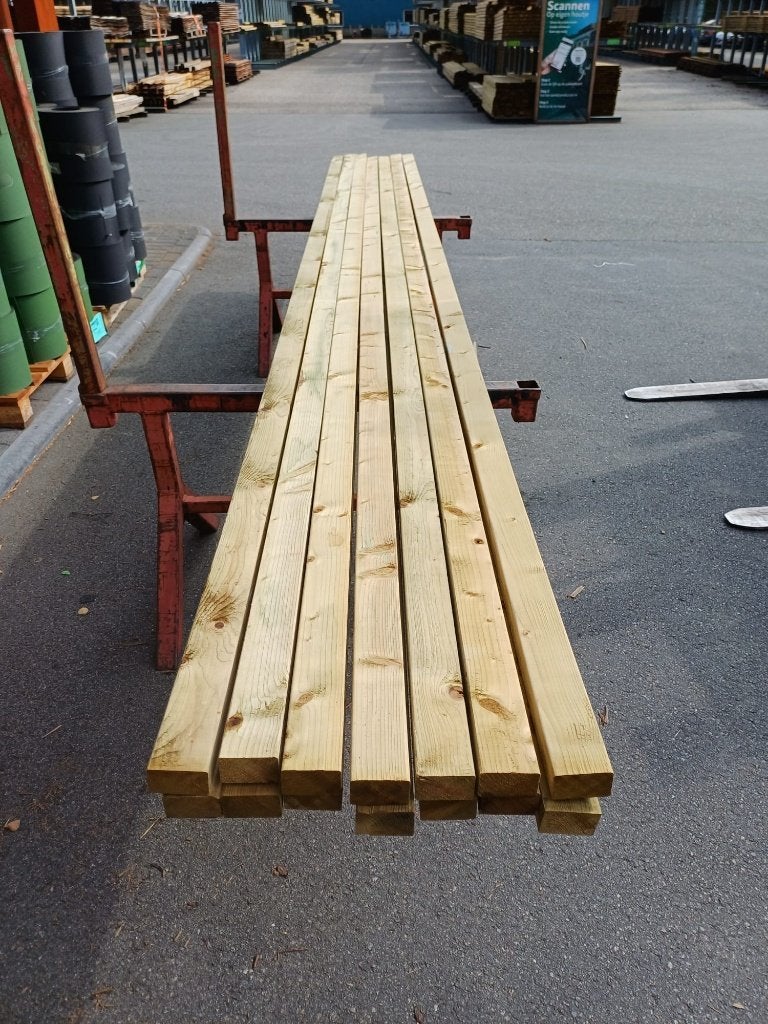 Vuren balk 44x70mm geimpregneerd 480cm nr. 775, Ophalen, Zo goed als nieuw, 250 cm of meer, Balken