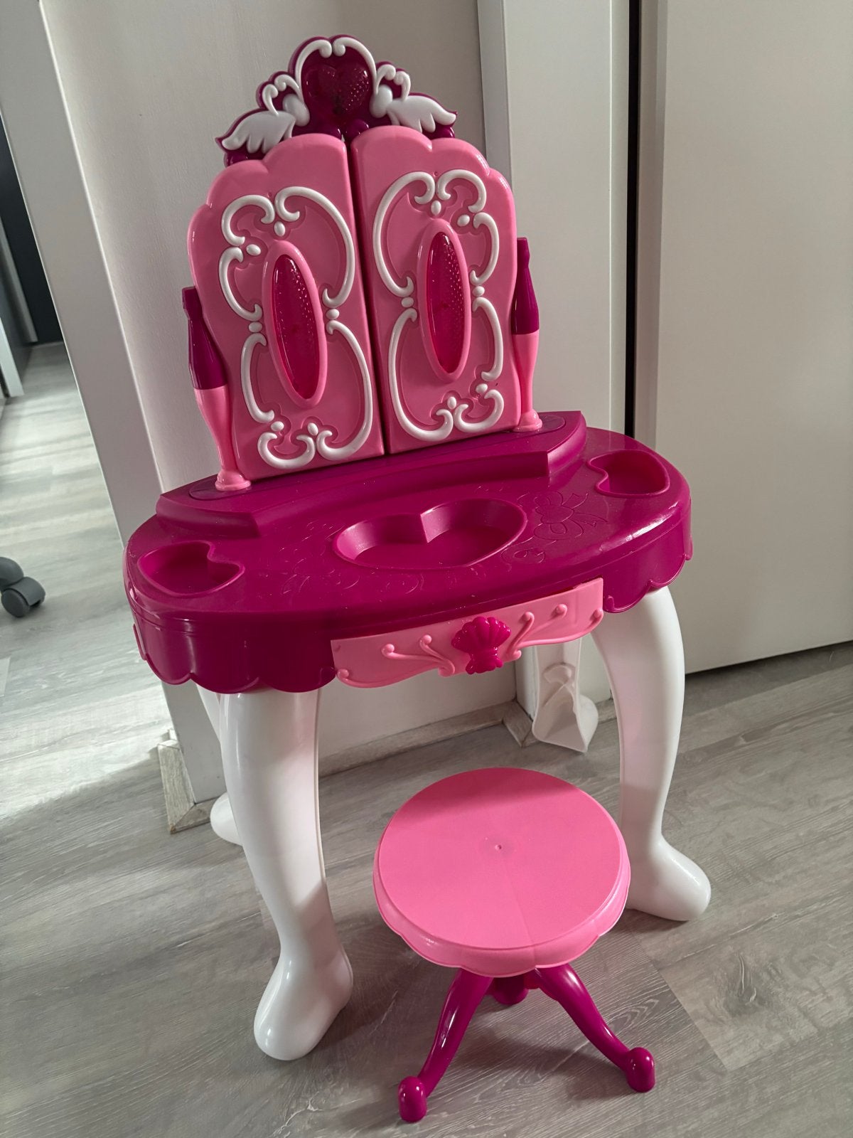 Roze kaptafel met krukje voor kinderen, Ophalen, Gebruikt, Overige typen