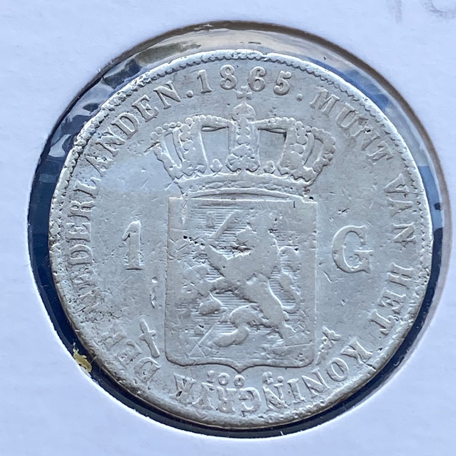 1 Gulden Zilver uit 1865 van Willem III, Postzegels en Munten, Munten | Nederland, Verzenden, Koning Willem III, 1 gulden, Zilver
