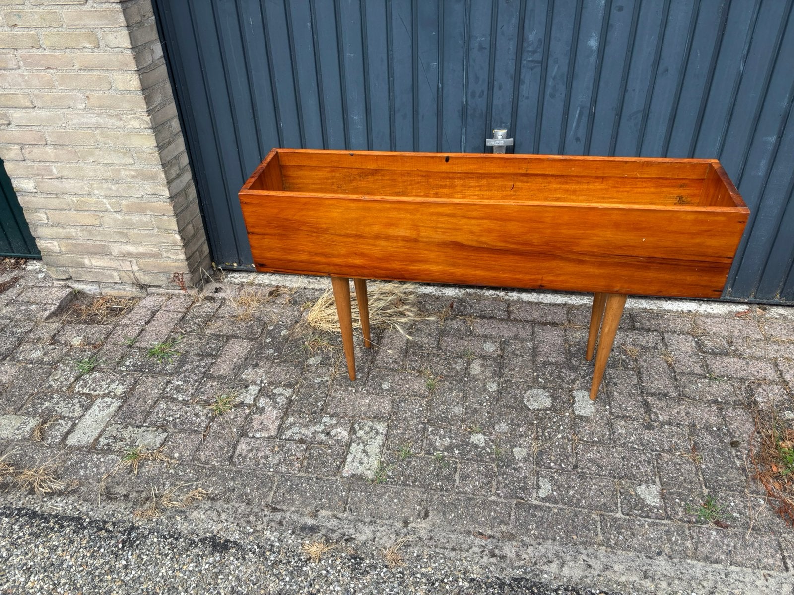 Vintage staande houten plantenbak, Ophalen, Gebruikt, Bruin, Vintage