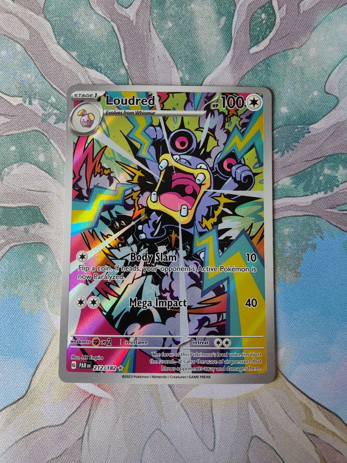 Pokemon paradox rift loudred illustration 212/182, Ophalen of Verzenden, Nieuw, Losse kaart, Foil