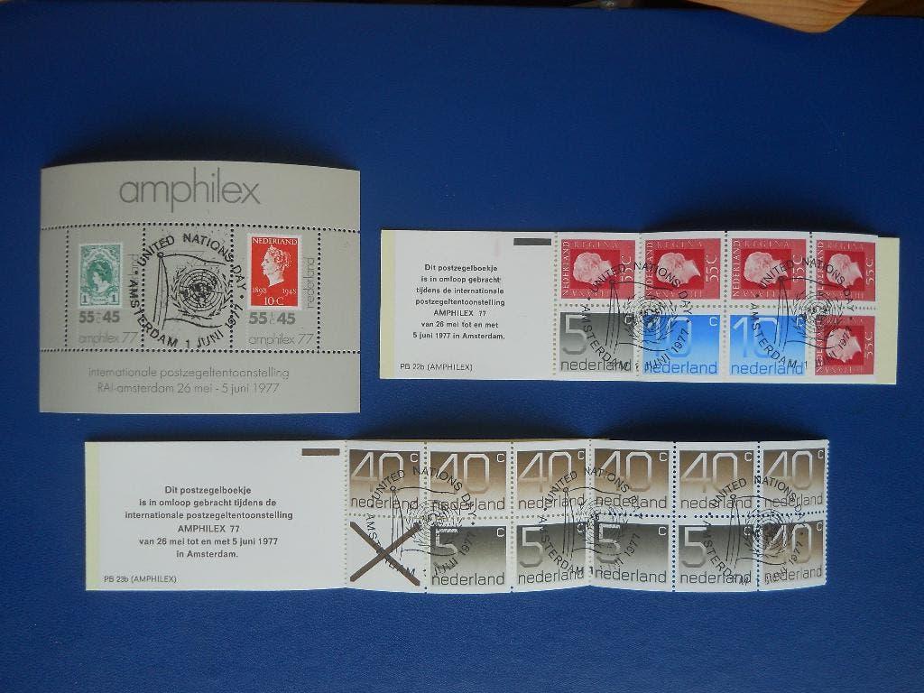 Nederland 1977 Amphilex Blokje en Pzb. met speciaal stempel, Ophalen of Verzenden, Na 1940, Gestempeld