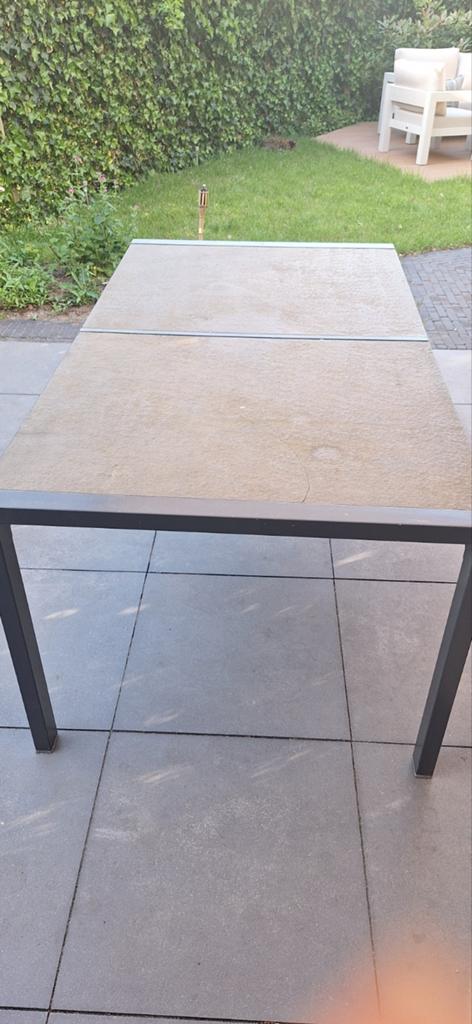 Tuin eettafel met stenen blad - Gebruikt, Ophalen, Gebruikt, Rechthoekig, Metaal