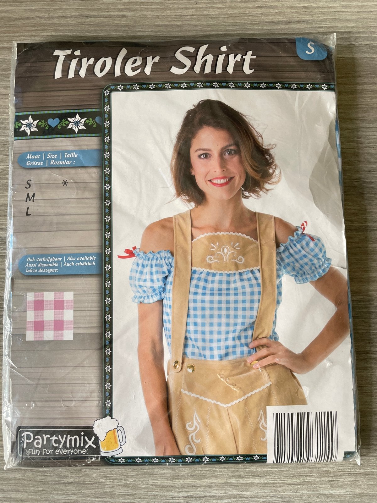 Tiroler Shirt Oktoberfest Kostuum Maat S, Carnaval, Nieuw, Ophalen of Verzenden, Kleding