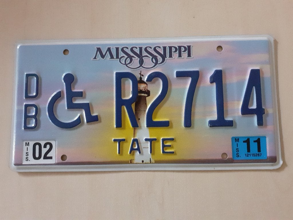 Kentekenplaat Mississippi Disabled Amerika usa., Ophalen of Verzenden, Gebruikt, Auto's