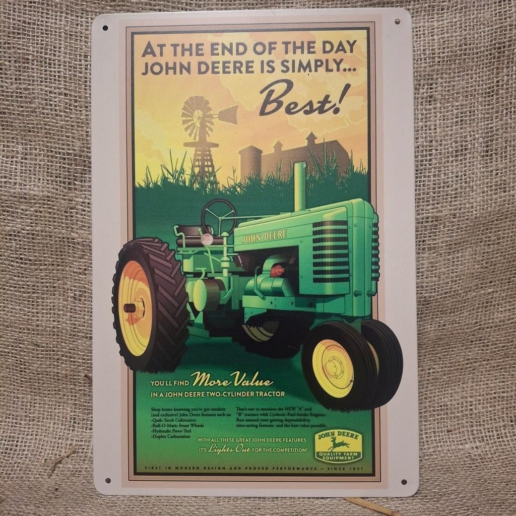 John Deere Oldtimer - Metalen wandbord, Metaal, 30 cm, 20 cm, Meerkleurig