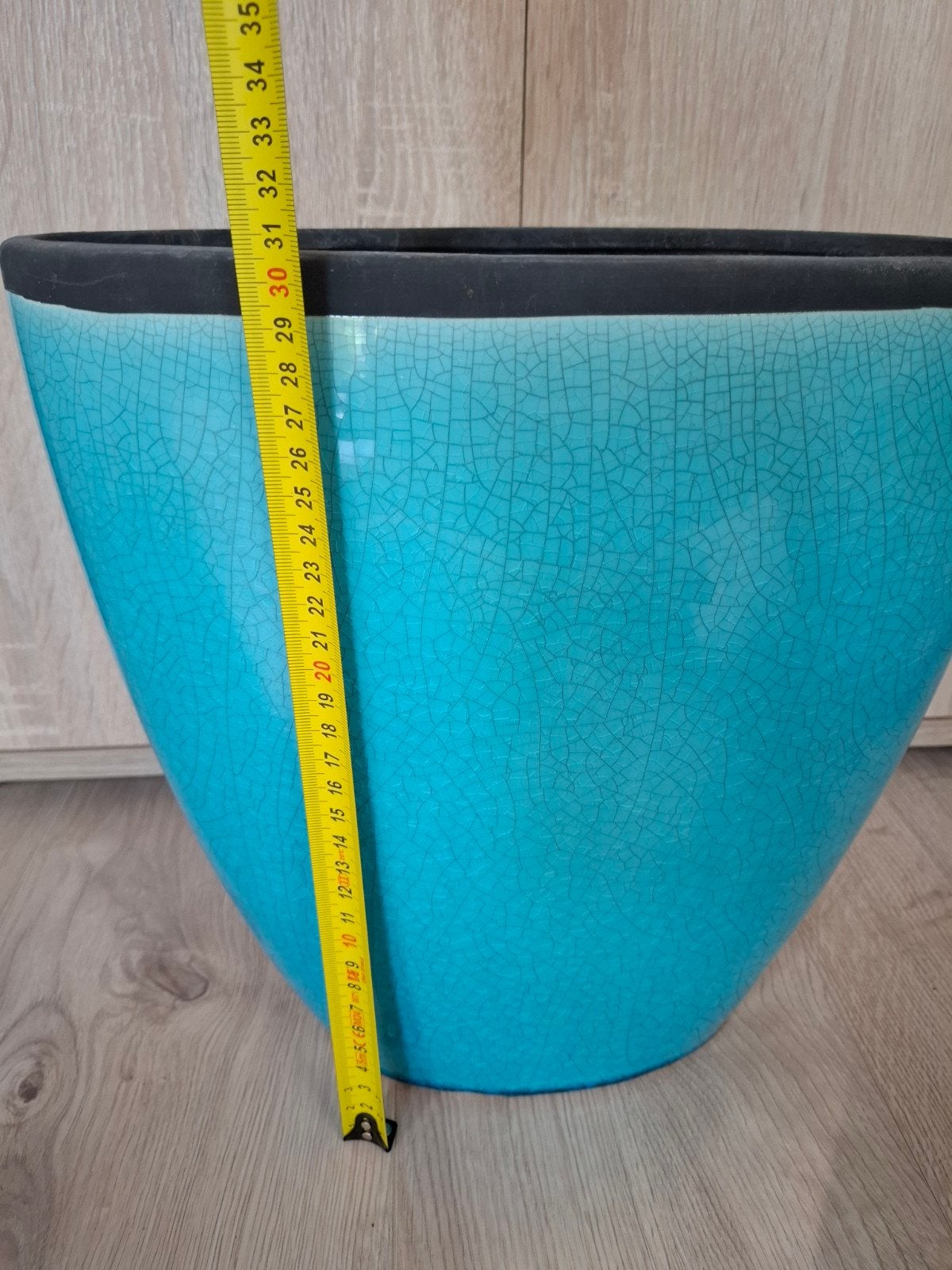 Blauwe, ovale bloempot., Ophalen of Verzenden