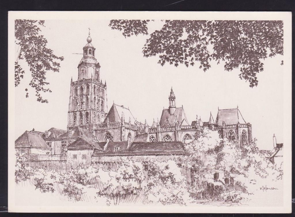 Zutphen St. Walburgskerk Kunst Marius Jansen Info achterkant, Verzenden, 1980 tot heden, Ongelopen, Gelderland