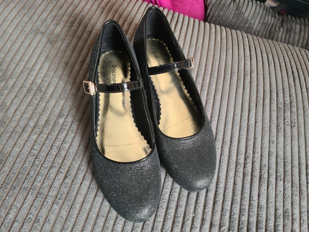 Graceland zwarte glitter schoenen maat 36, Schoenen met lage hakken, Zwart, Ophalen of Verzenden, Graceland