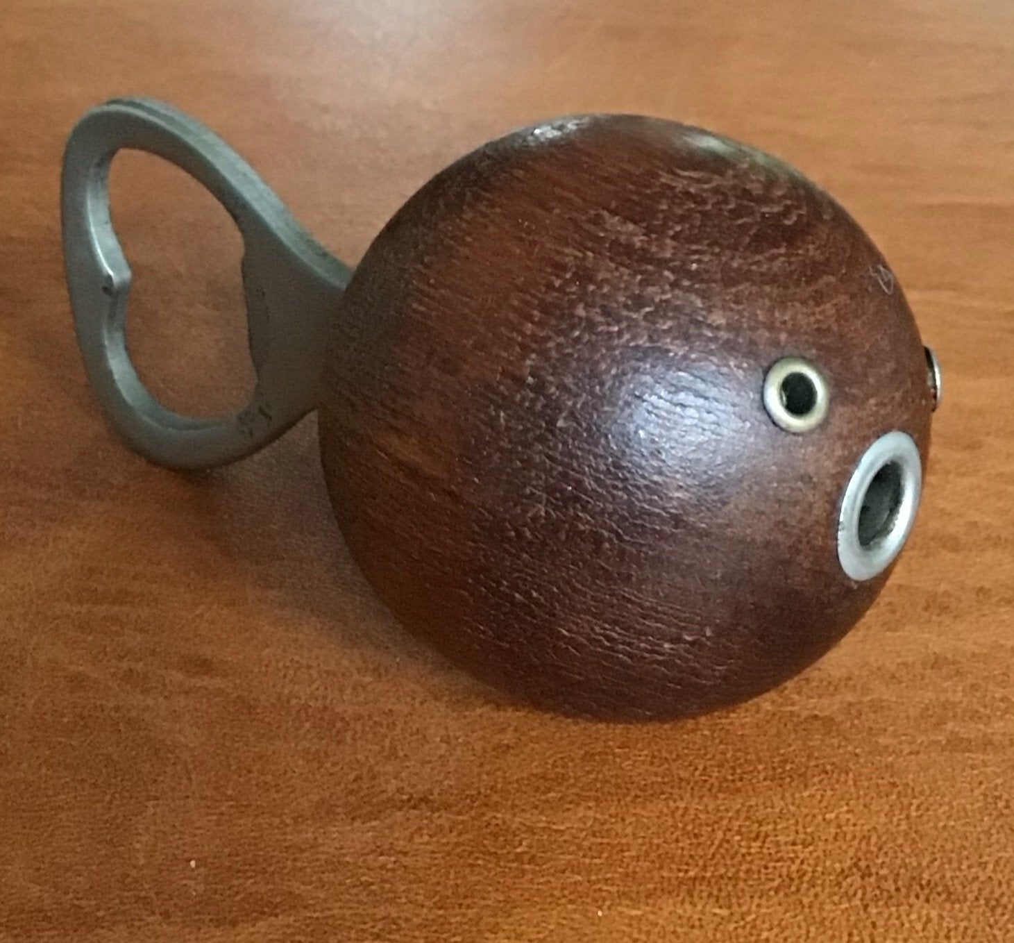 Vintage Deense flesopener vis - Hout & Metaal, Ophalen of Verzenden