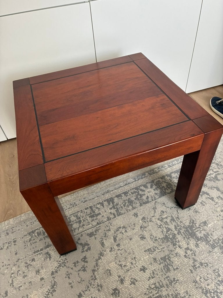 Salontafel of bijzettafel, kersen, Huis en Inrichting, Ophalen, 50 tot 100 cm, Vierkant, 50 tot 100 cm
