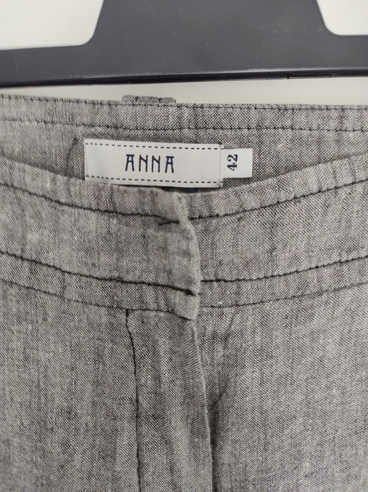 Anna grijze linnen broek, maat 42, Maat 42/44 (L), Gedragen, Anna, Verzenden