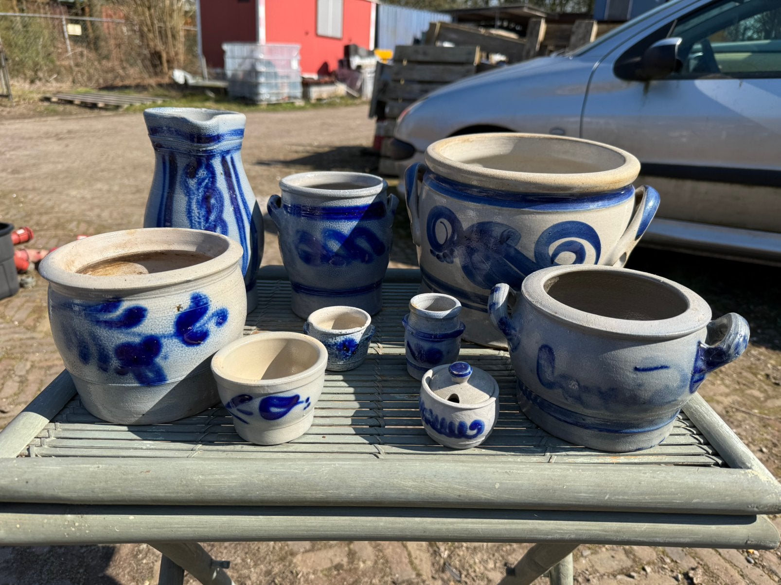 Diverse keulse potten - wit blauw, Antiek en Kunst, Antiek | Keramiek en Aardewerk, Ophalen of Verzenden