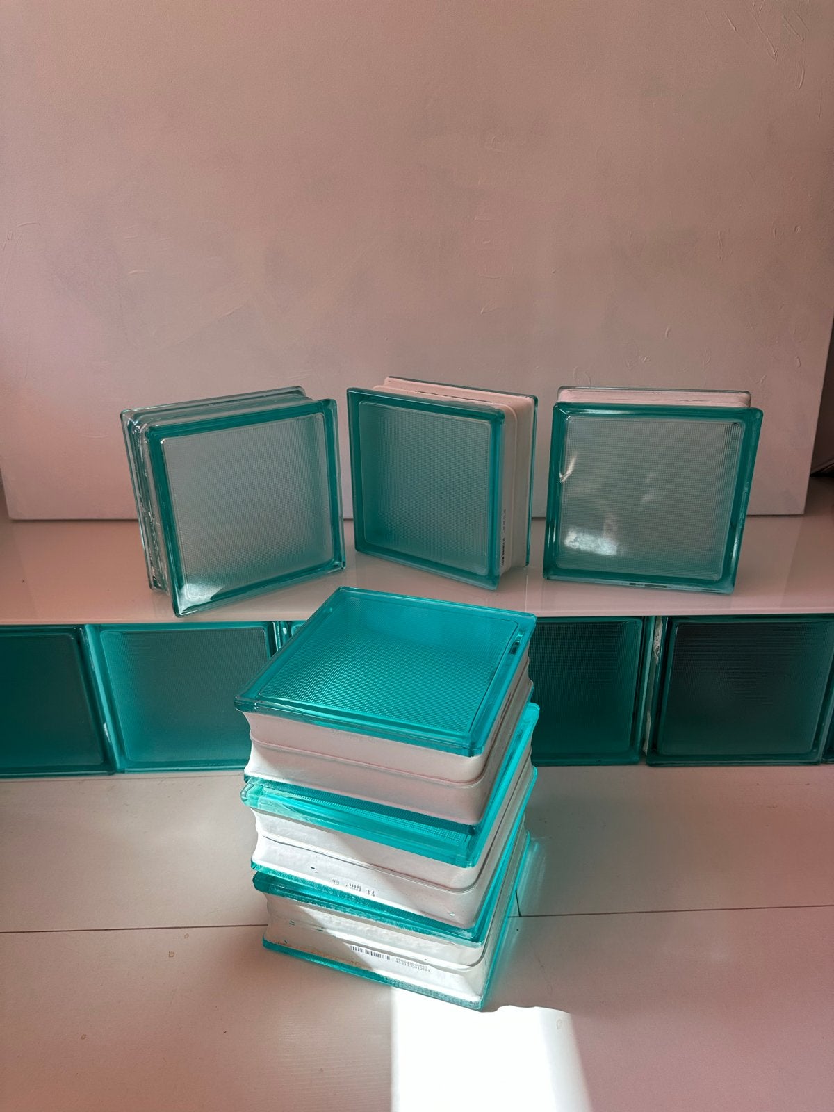 25 Glazen bouwstenen / glasblokken, Ophalen, Gebruikt, Overige typen, Minder dan 80 cm