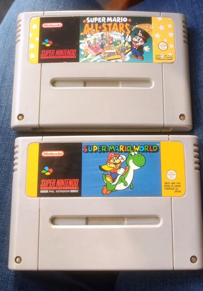 2 Snes spellen Super Mario All Stars en Super Mario World, Avontuur en Actie, Gebruikt, 2 spelers, Ophalen of Verzenden