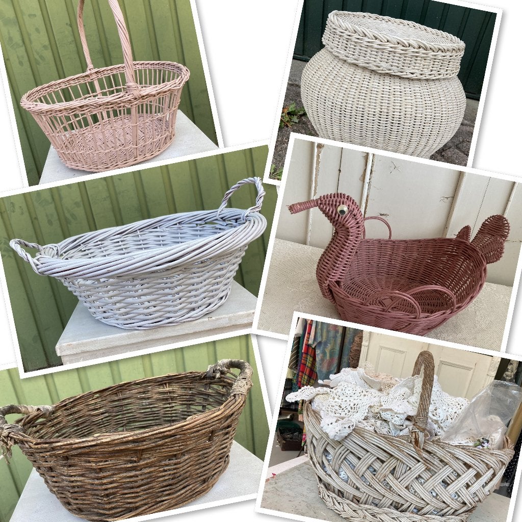Vintage / rieten - rotan mand - manden en mandjes, Ophalen of Verzenden