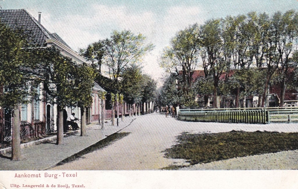 Oude ansichtkaart: Aankomst Burg-Texel (1907), Verzamelen, Ophalen of Verzenden, Voor 1920, Gelopen, Noord-Holland
