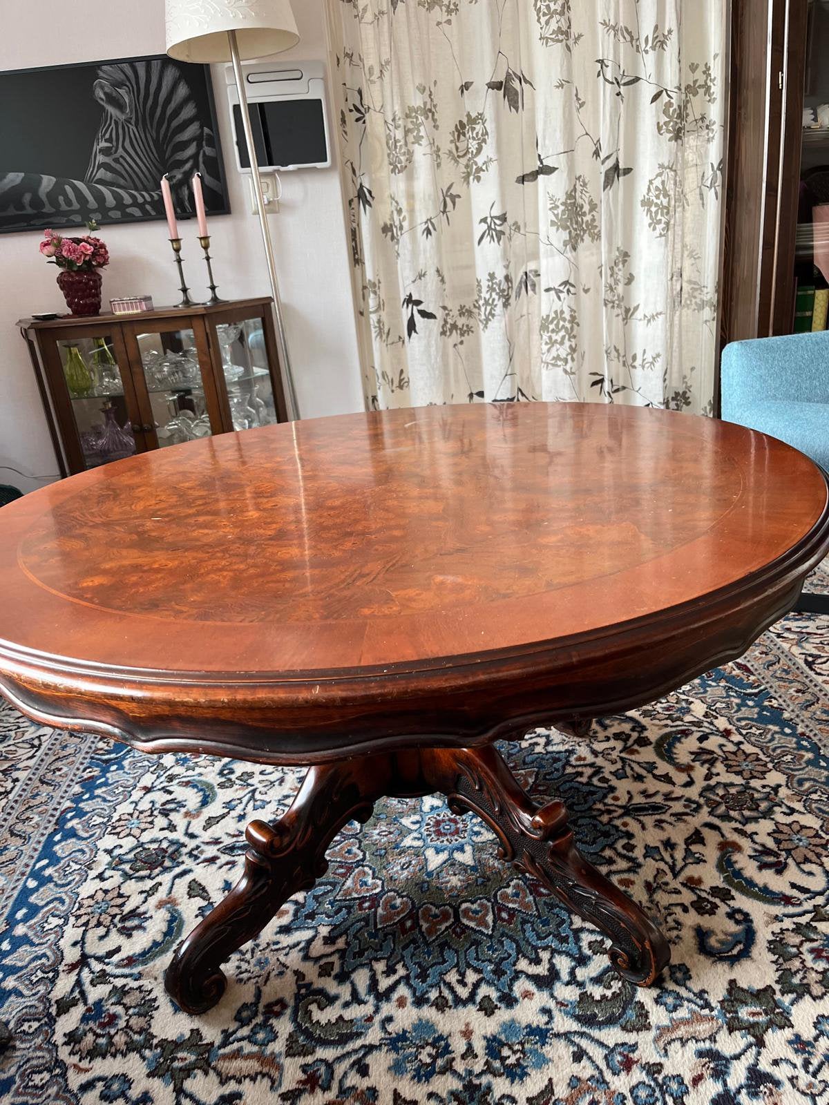 Gratis ophalen: l notenhouten salontafel, Ophalen, Gebruikt, 100 tot 150 cm, 50 tot 100 cm