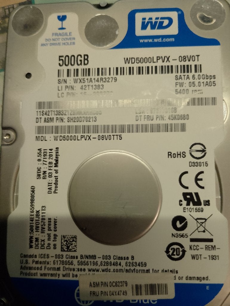 WD laptop schijf 500 GB Hdd, Computers en Software, Harde schijven, Intern, Duitsland, Ophalen of Verzenden, WD (Western Digital)