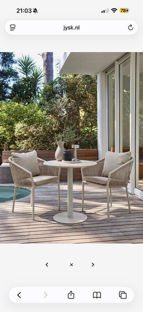 Jysk Moderne tuinset met 2 stoelen en ronde tafel, Kunststof, Eettafel, Nieuw, Tuinset