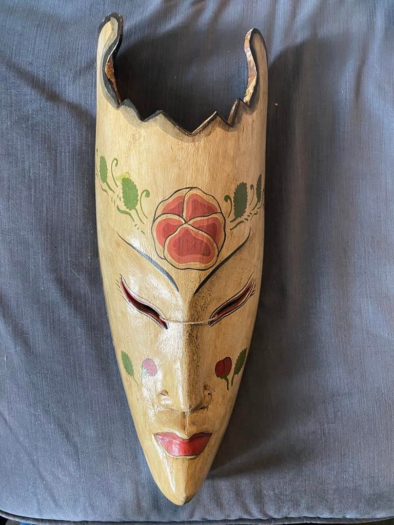 Groot hand gesneden wand masker, Ophalen of Verzenden
