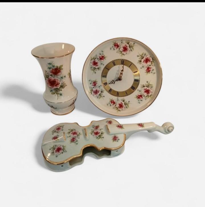 Vintage Modica Gouda Plateel Set: Vaas, Klok & Viool, Antiek en Kunst, Ophalen of Verzenden
