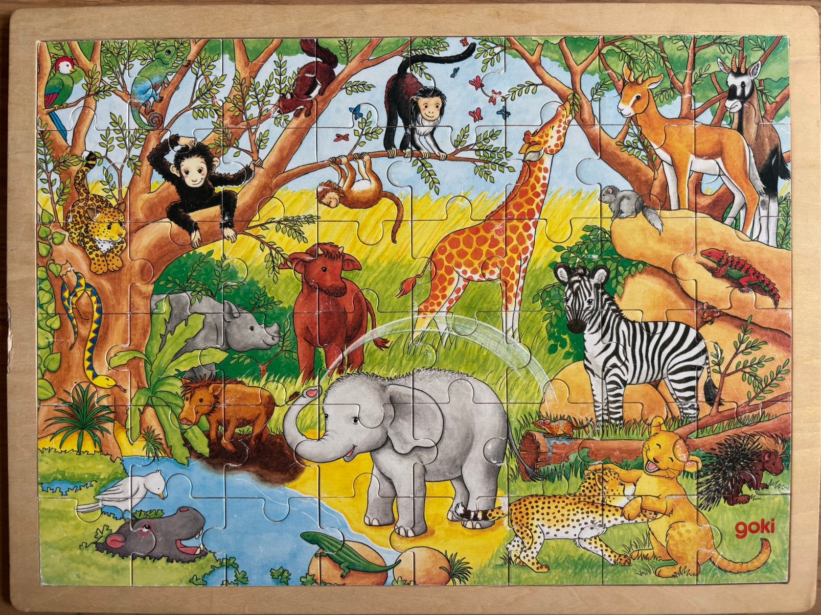 Goki puzzel thema Afrika, 2 tot 4 jaar, Gebruikt, 10 tot 50 stukjes, Ophalen of Verzenden