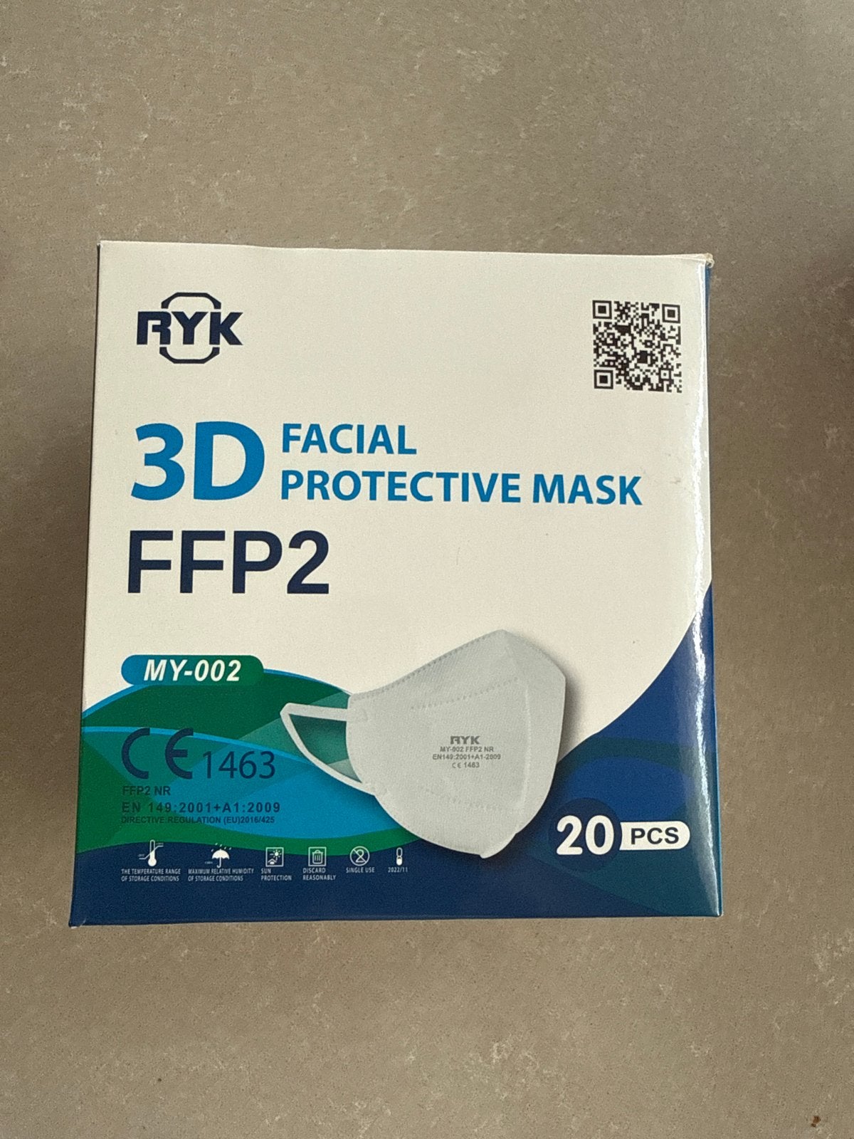 17x RYK 3D FFP2 Gezichtsmaskers - Beschermende Mondkapjes, Ophalen of Verzenden, Nieuw, Stofmaskers