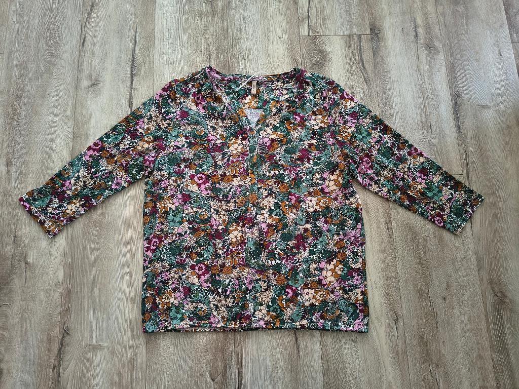 Prachtige bruin roze groene blouse bloemetjes Soyaconcept XL, Soyaconcept, Onb, Maat 46/48 (XL) of groter, Ophalen of Verzenden
