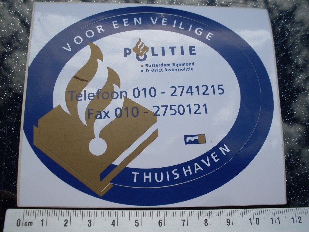 2x sticker politie rotterdam-rijnmond district rivierpolitie, Verzenden, Zo goed als nieuw, Bedrijf of Vereniging