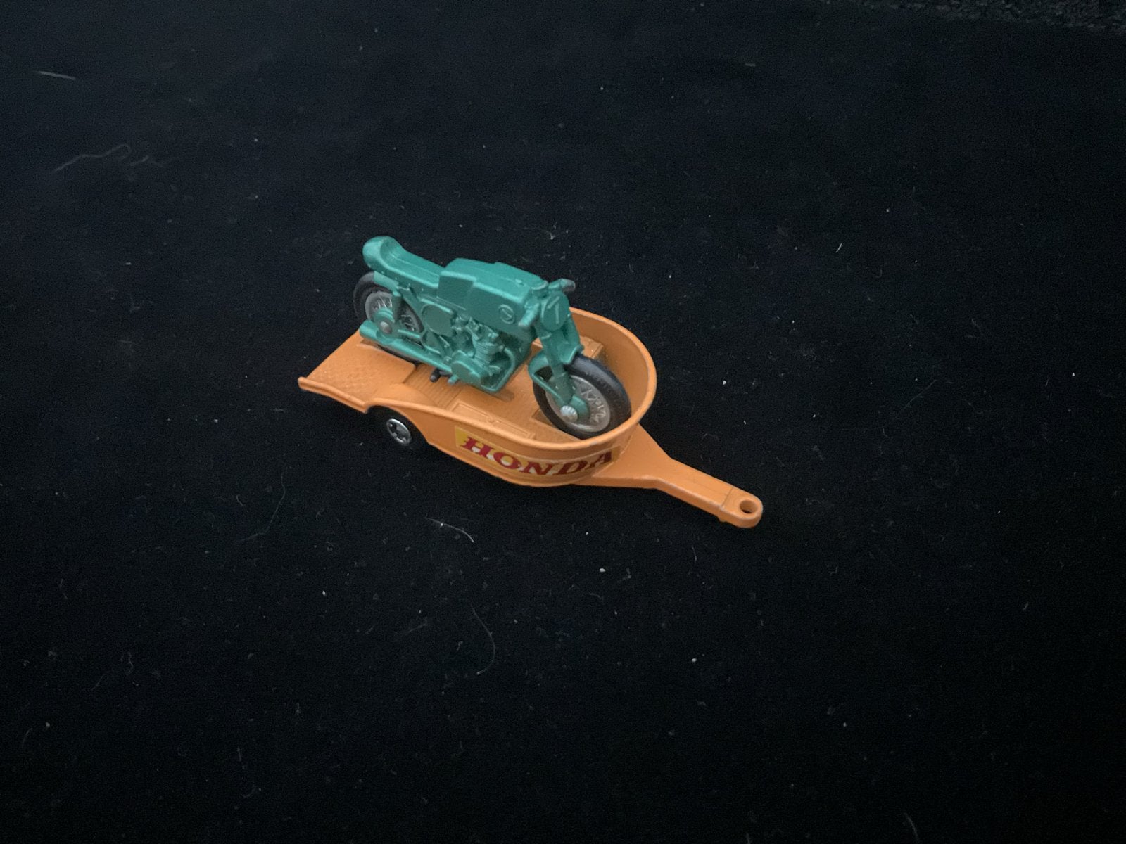 Matchbox Honda-motorfiets jaren 60 met aanhanger #38, Ophalen of Verzenden, Gebruikt, Overige typen