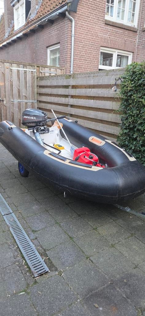 Rubberboot met Mariner 8pk buitenboordmotor en toebehoren, Ophalen, Gebruikt