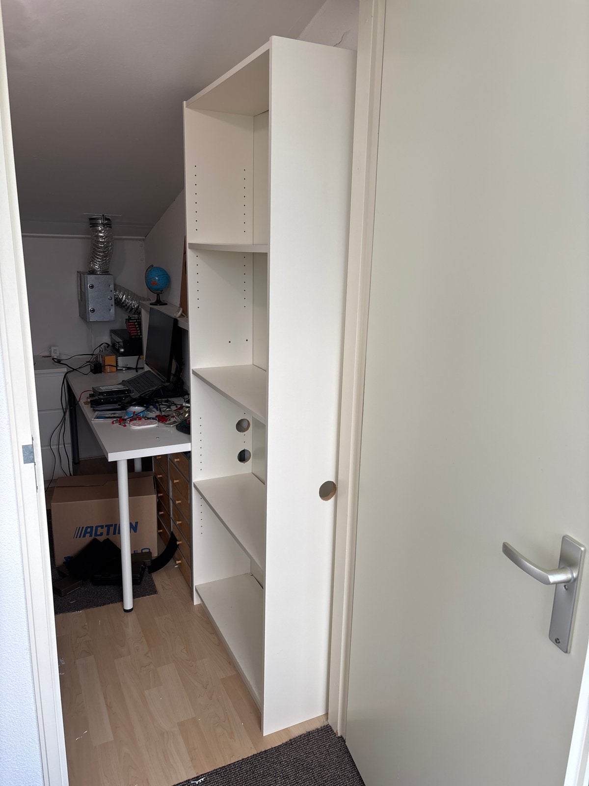 Witte Boekenkast met Verstelbare Planken, Ophalen, Gebruikt, 200 cm of meer, 50 tot 100 cm
