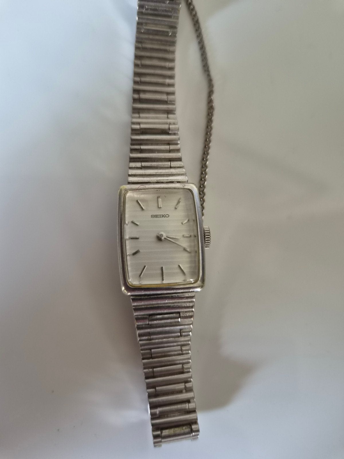 Vintage Seiko Tank Dameshorloge (1977) – Mechanisch (Loopt!), Ophalen of Verzenden, Staal, Seiko