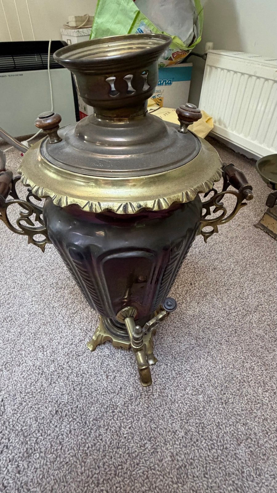 Antieke Samovar - Messing en Koperen Theemaker, Antiek en Kunst, Ophalen of Verzenden