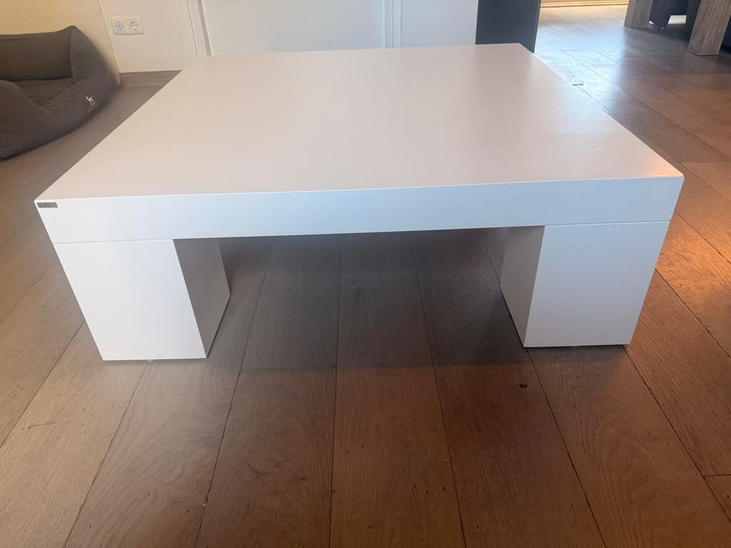 Witte “Zig” salontafel ( 1,00 x 1,00 x 0.35 meter), Ophalen, 100 tot 150 cm, 50 tot 100 cm, Zo goed als nieuw
