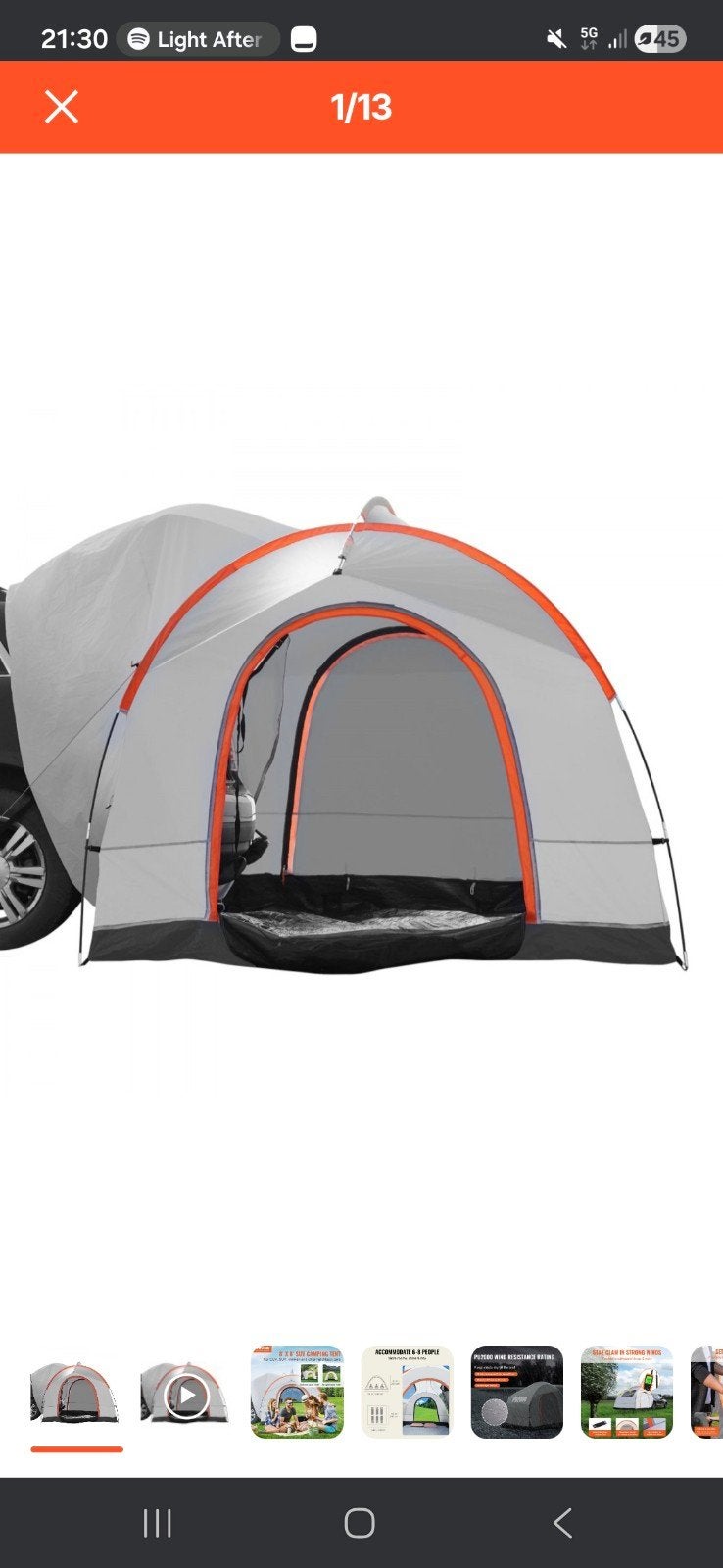 Vevor SUV Tent 8x8 ft - Nieuw en Ongebruikt, Ophalen