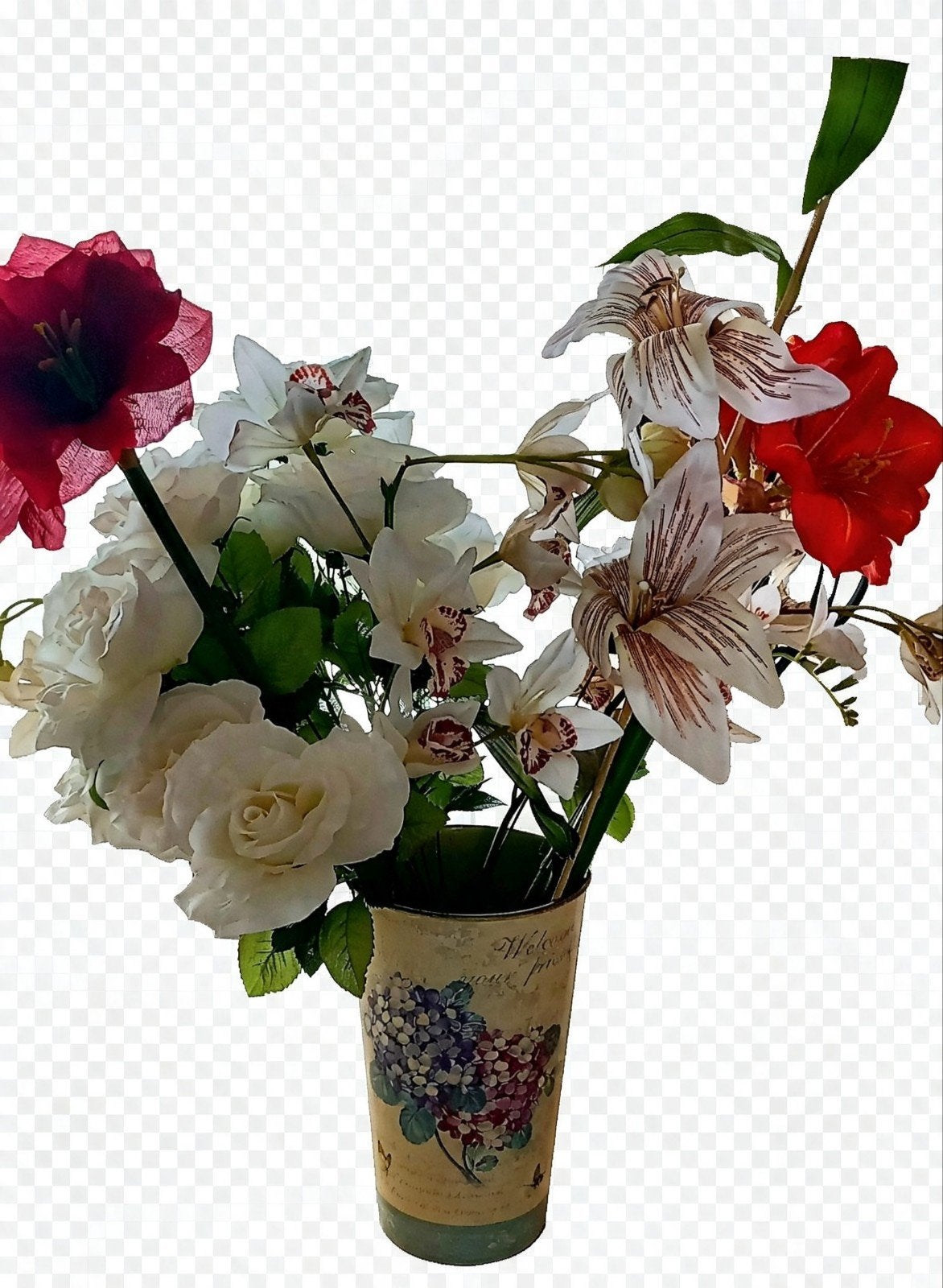 Kunstbloemen boeket+vaas/89cm, Ophalen of Verzenden