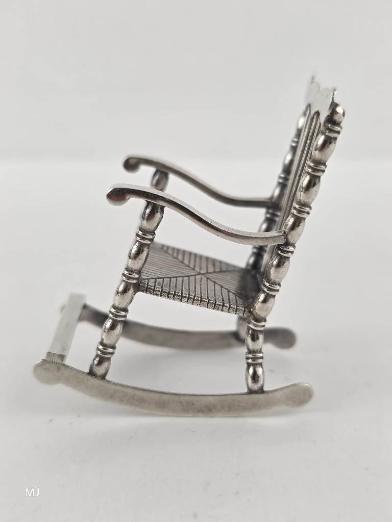 Zilveren miniatuur Schommelstoel                        Z200, Ophalen of Verzenden, Zilver