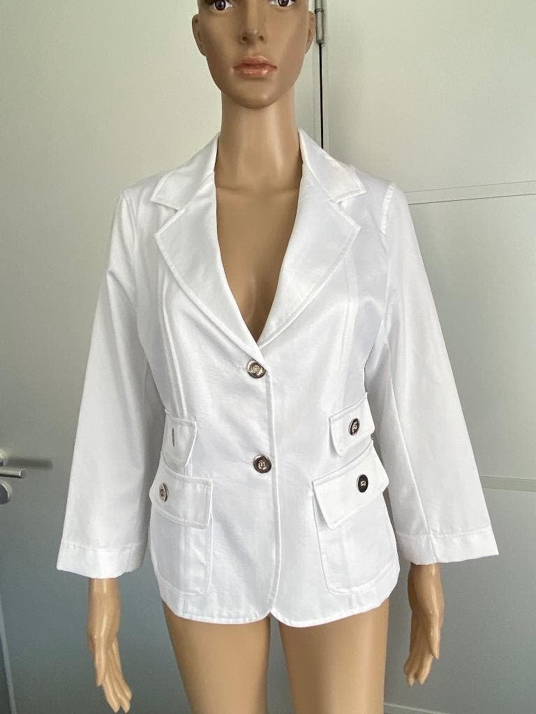 K165 Tijdloos designer jasje maat 38=M blazer colbert wit, Maat 38/40 (M), Ophalen of Verzenden, Zo goed als nieuw, Jasje