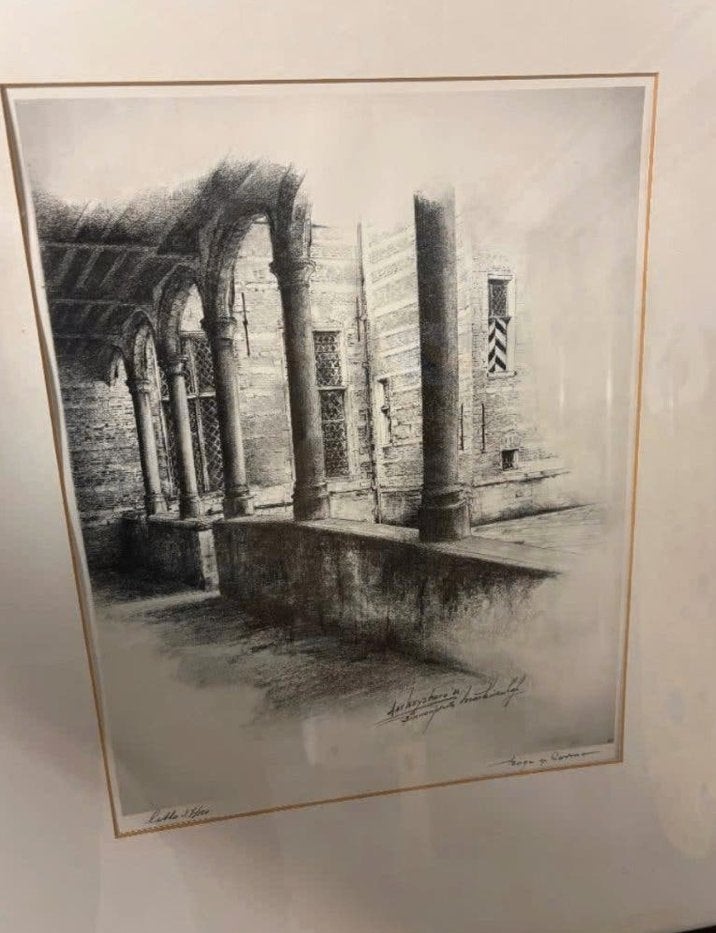 Ingelijste litho Markiezenhof Bergen op Zoom Aat Keysters, Antiek en Kunst, Ophalen of Verzenden, Tekening, Klassiek, Achter glas
