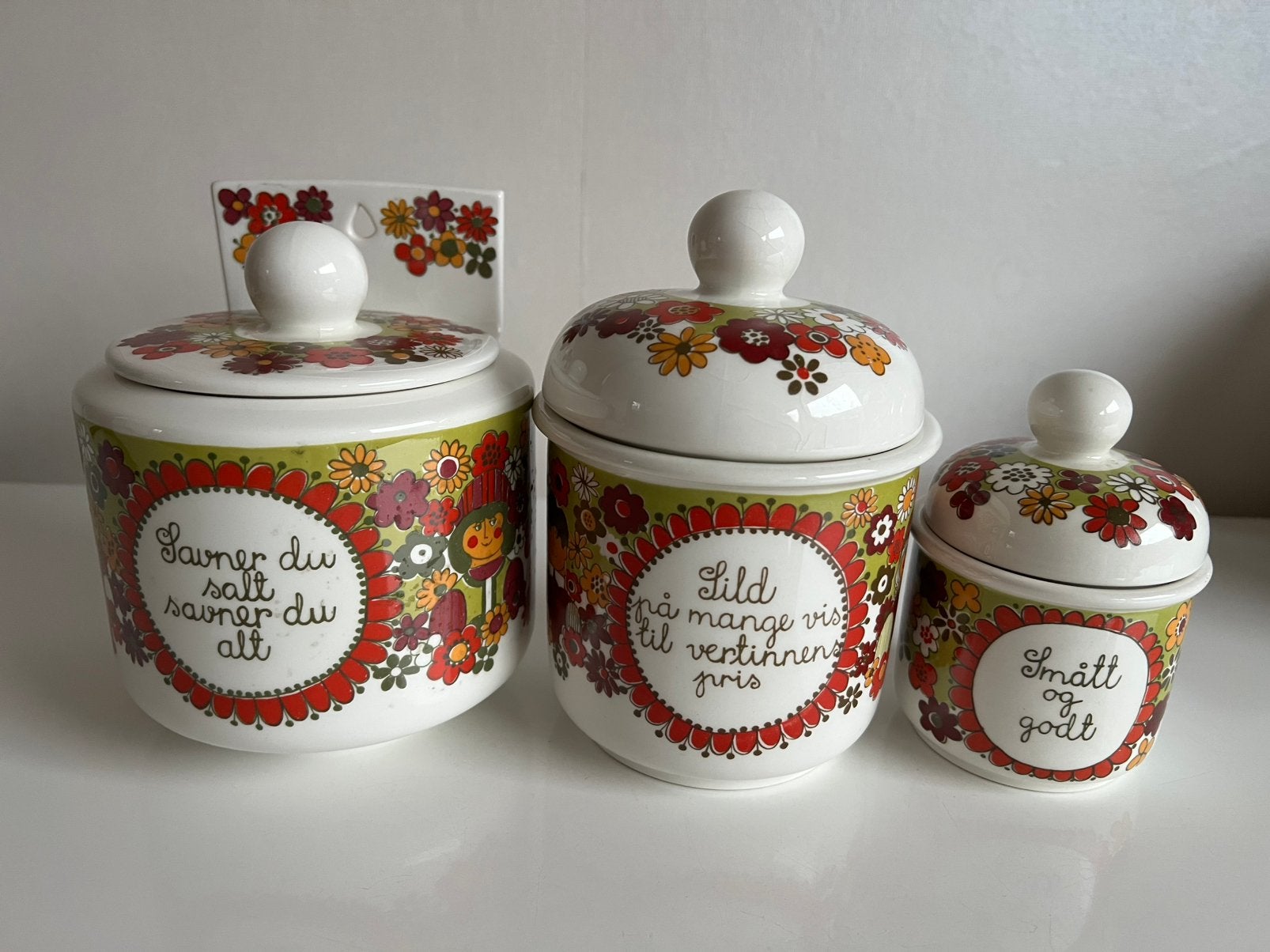 3 Noors Figgjo Folklore Grote Haringpot Zoutpot Turi Design, Antiek en Kunst, Ophalen of Verzenden