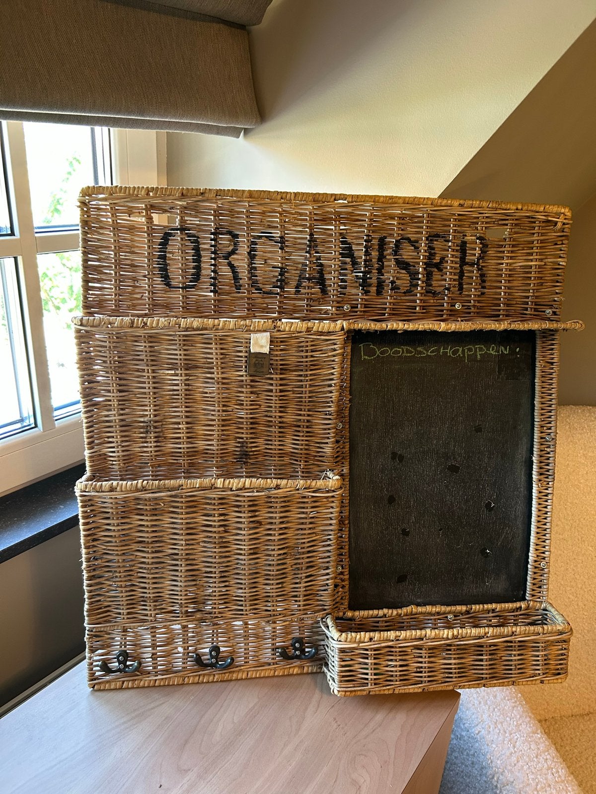 Riviera Maison Organizer met krijtbord, Gebruikt, Ophalen of Verzenden, Landelijk, Natuurlijk materiaal