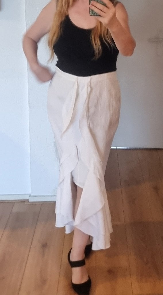 La ligna linnen rok, Verzenden, Wit, Maat 42/44 (L), Gedragen