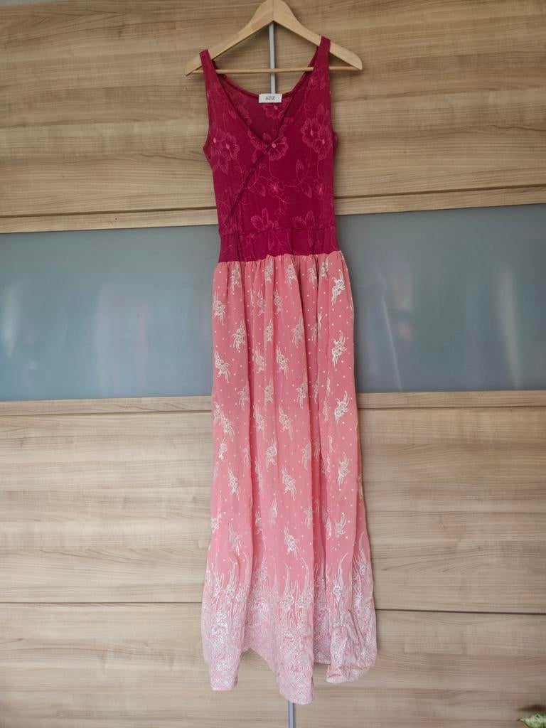 Gave roze/fuchsia jurk van Aziz, maat S/M, Ophalen of Verzenden, Roze, Maat 36 (S), Gedragen